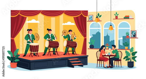 Live music performance at a restaurant with audience.