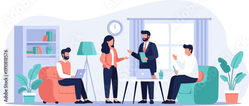 Modern office meeting with diverse professionals collaborating