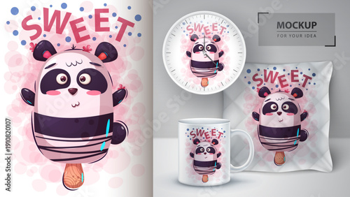 Cute Red Monster Snail Merchandise Mockup