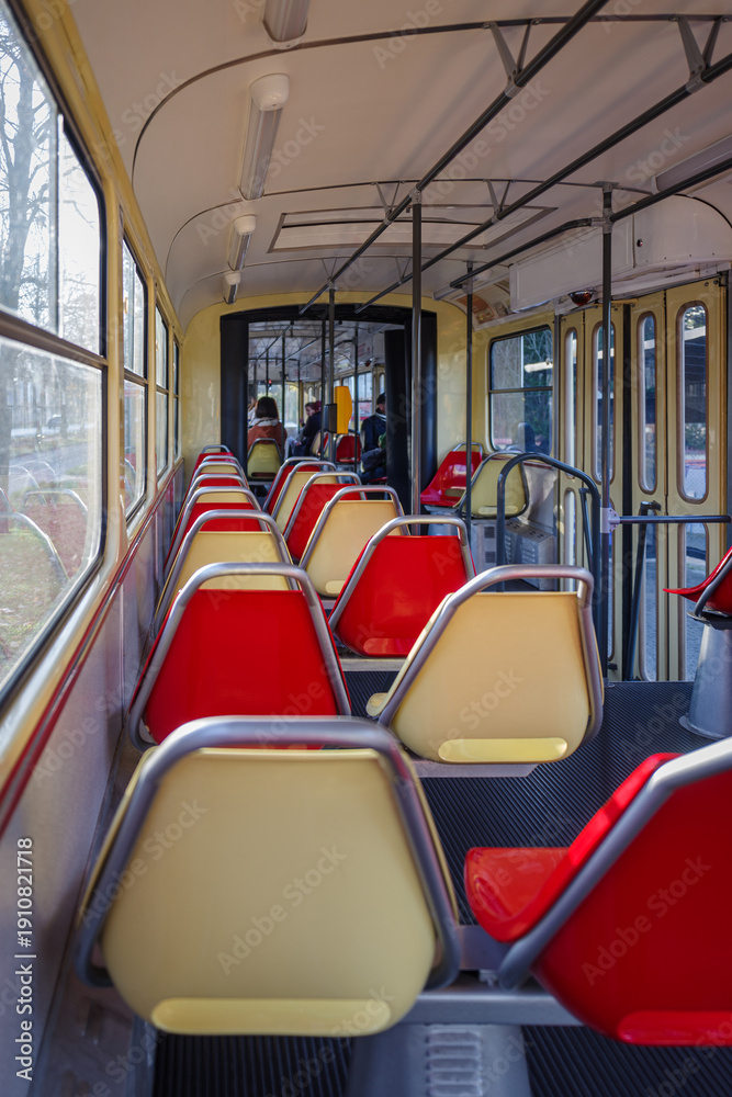 Fototapeta premium Inside vintage tram