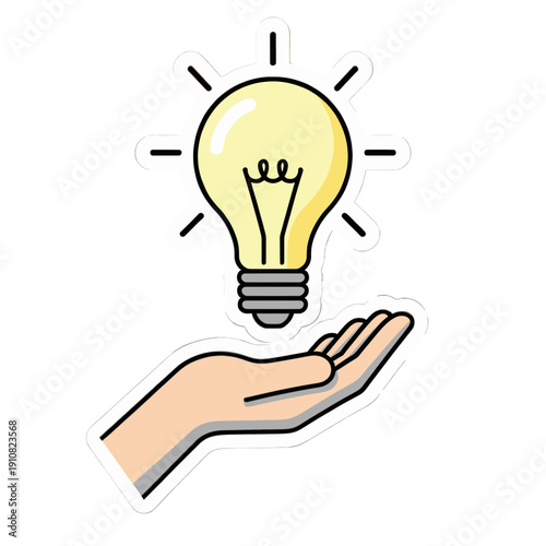 Hand Holding Light Bulb Vector Icon