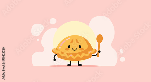 Cute Pie Character Vector for Bakery Branding Design