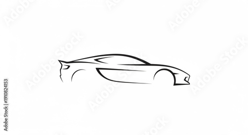 Sleek Sports Car Silhouette Sketch.