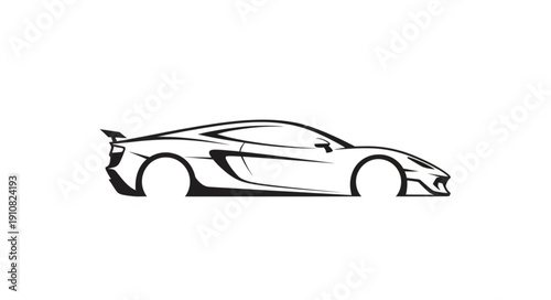 Sleek Sports Car Silhouette Vector Art.