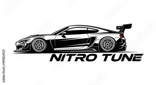 Sleek Sports Car Silhouette with Nitro Tune Branding.
