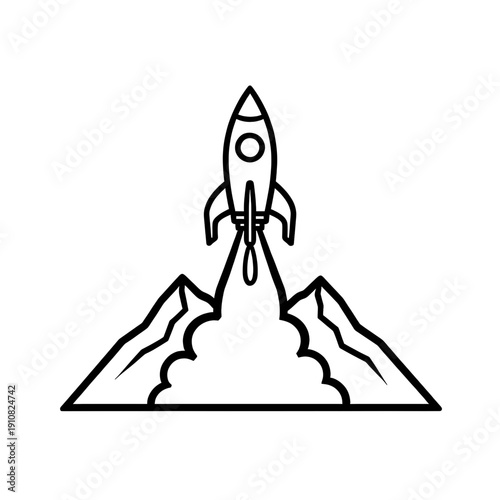 Rocket Launch Line Icon
