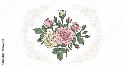 beautiful bouquet of roses in pastel colors.