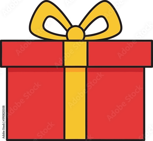 Red Gift Box with Yellow Ribbon.