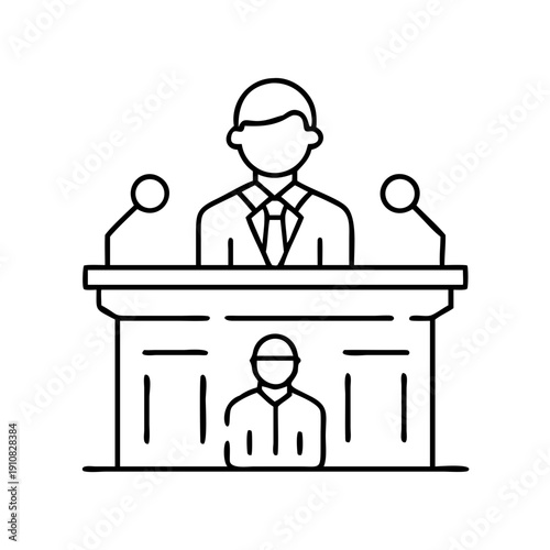 Courtroom Judge Speaking at Trial Hearing
