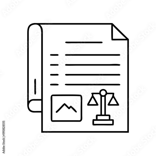 Legal Document with Image and Justice Scales
