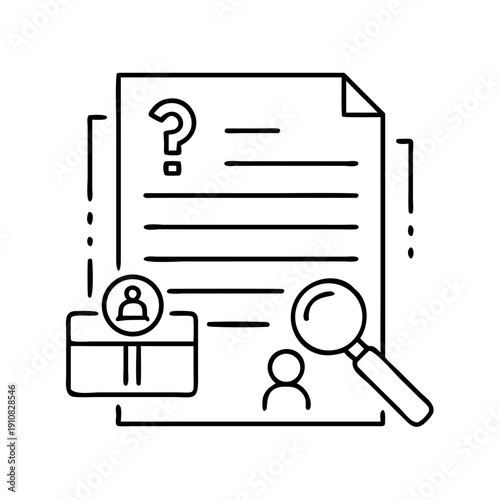 Document Review with Magnifying Glass Icon
