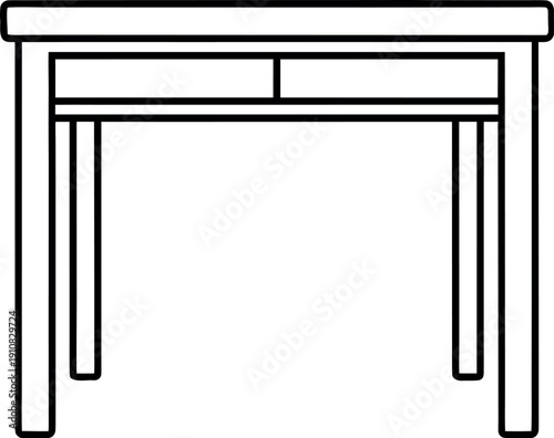 Simple line art desk table with dual drawers