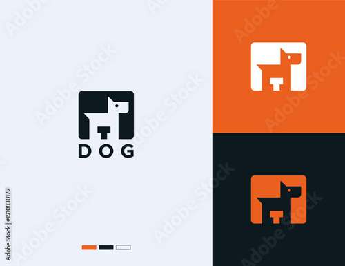 Simple and minimalist dog logo. Dog logo. Simple, minimalist and bold.