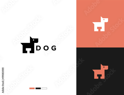 Simple and minimalist dog logo. Dog logo. Simple, minimalist and bold.