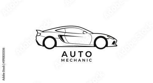 Sports Car Auto Mechanic Illustration.