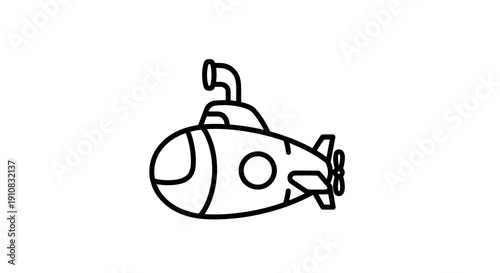 Minimalist submarine outline illustration for children's education resource design