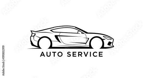 Sports Car Auto Service Illustration.
