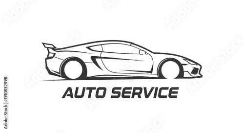 Sports Car Auto Service Illustration.