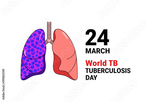 World tb tuberculosis day 24 march illustration with lungs