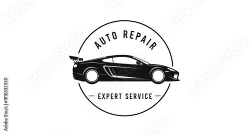 Sports Car Auto Repair Service Logo.