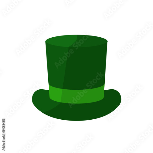 Green leprechaun top hat for saint patrick day, vector icon
