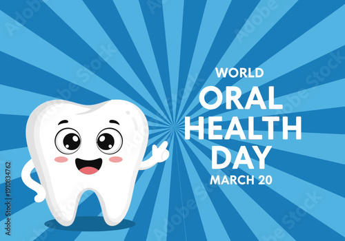 Cute cartoon tooth for world oral health day