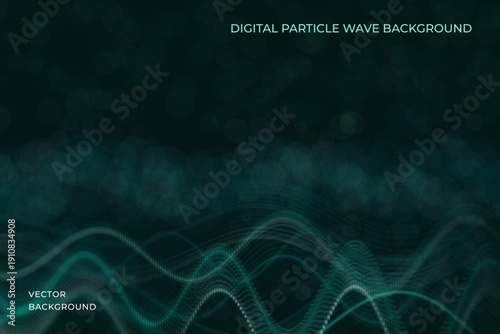 Modern abstract background with flowing digital waves and dotted surfaces forming a dynamic technological scene. Vector. Soft glow, depth effect and clean composition for business, science, artificial