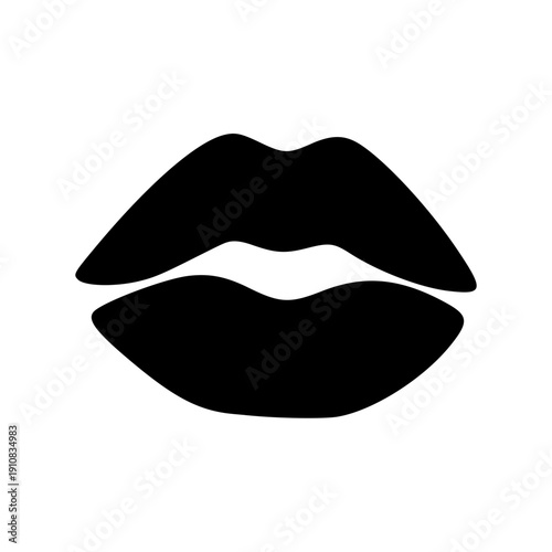 Bold black lips icon for makeup and beauty branding