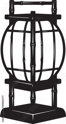 Traditional Japanese bamboo lantern vector icon isolated on white background