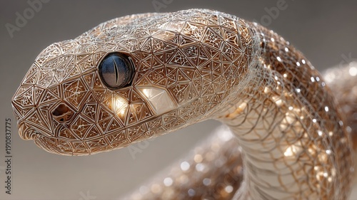 Intricate Mesh Design of a Stylized Snake in Elegant Patterns