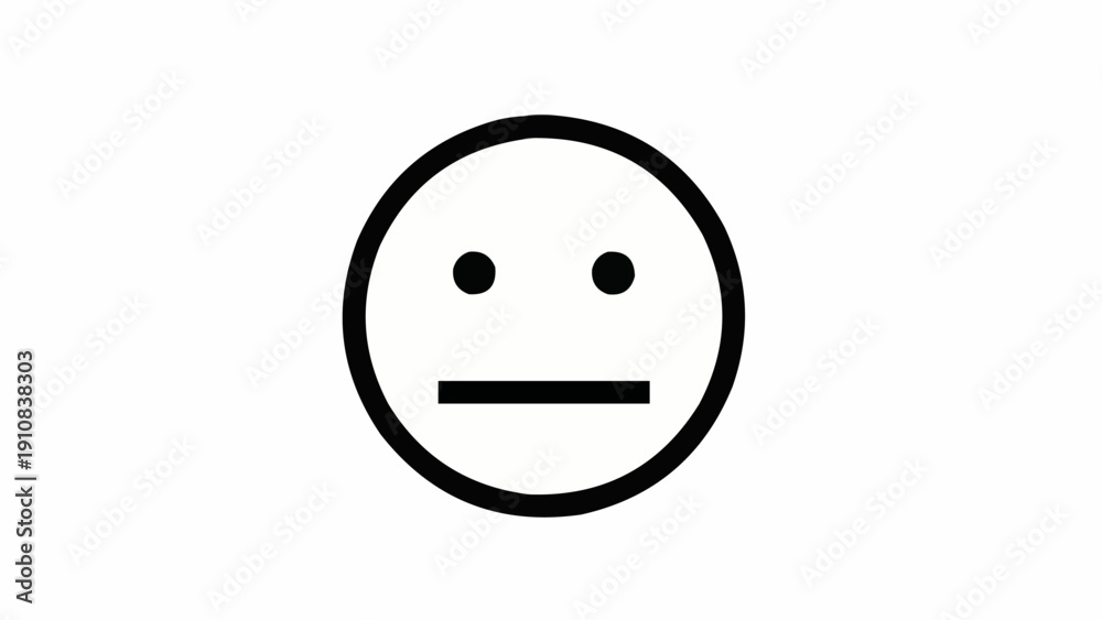 Fotografie Simple neutral emoticon face symbol.