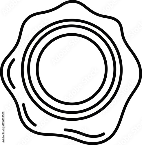 Simple Line Drawing of Oyster Shell Open.