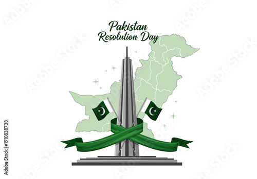Pakistan resolution day monument and map