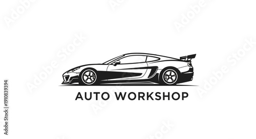 Sports Car Auto Workshop Logo Design.