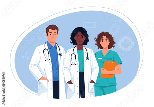 Diverse group of medical professionals team portrait