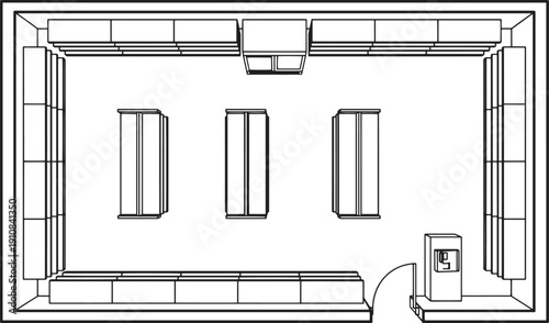 An overhead view of a modern library space with neatly arranged bookshelves, inviting a sense of organization and studiousness.