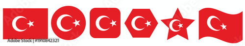National flag of Turkey vector icon set,