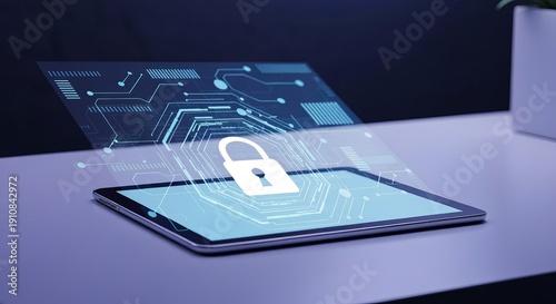 Wallpaper Mural Futuristic Tablet Computer with Isolated Display and Advanced Network Protection Security System Torontodigital.ca
