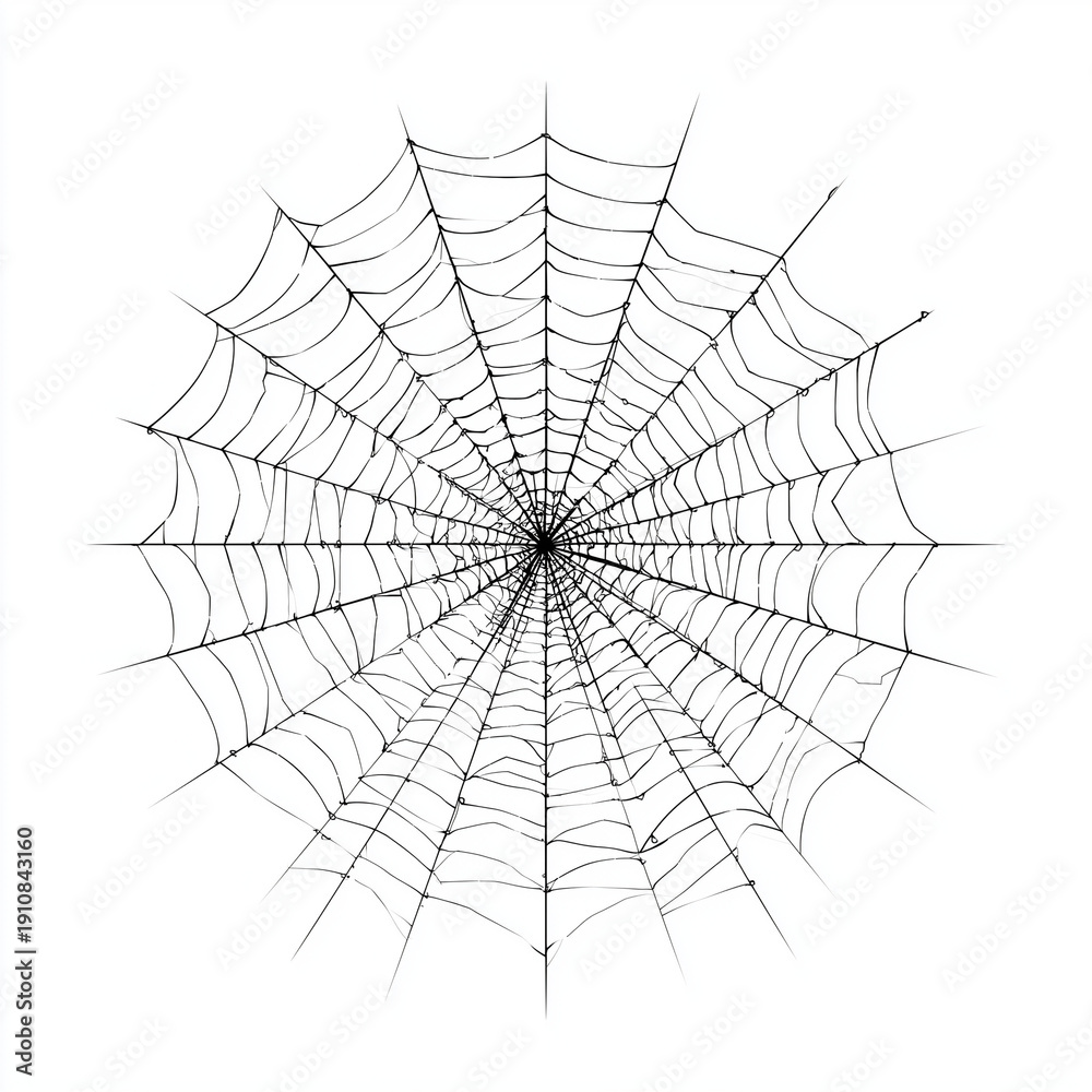 Fototapeta premium a simple line drawing of the center of an intricate spider web, white background