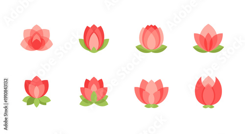 Set of red tulips isolated vector floral icon design