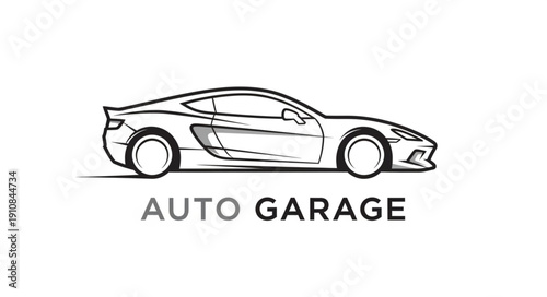 Sports Car Line Art Illustration.
