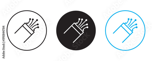 Fiber optic cable icon flat simple outline logo