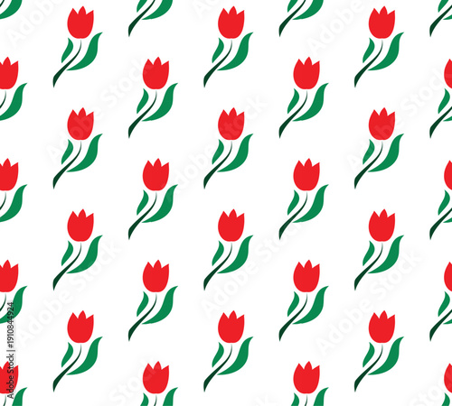 Cute flower pattern. Cute tulips flower seamless pattern vector. Red floral wallpaper. Texture for print fabric, pottery, textile, cards, scrapbooking, batik, tile, paper. Cute pattern. Tulip pattern