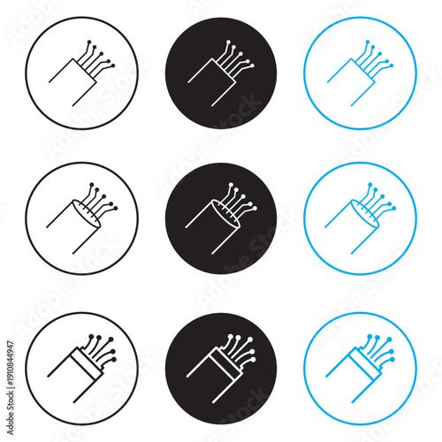 Fiber Optic Cable Icon Set Style Collection. eps10