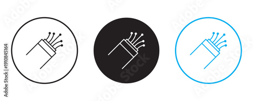 Fiber optic cable icon flat simple outline logo