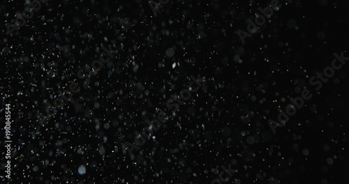 Canvas-taulu Tiny snow or dust randomly flying in the smoky air, empty space template for objects advertisement