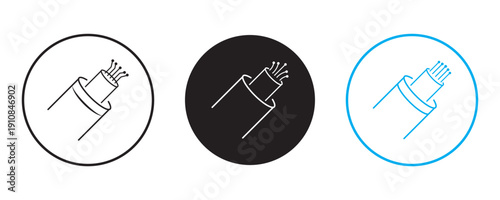 Fiber optic cable icon thin flat outline style vector sign
