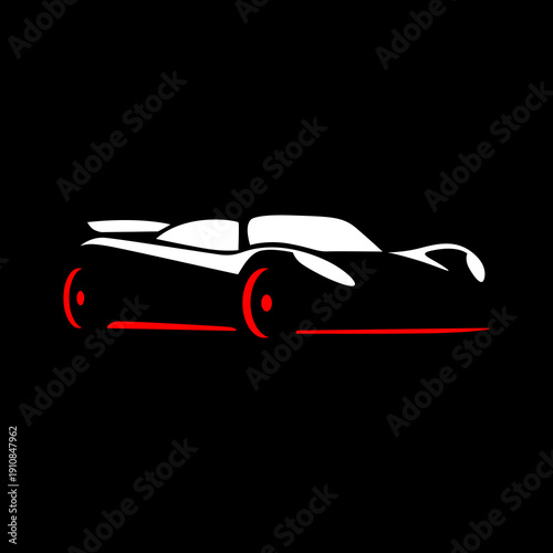 Simple Super car vector on black background. use for logo and illustration