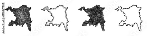 Sketch Aargau outline map design set