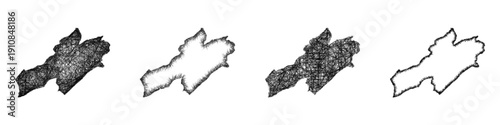 Sketch Neuchatel outline map design set